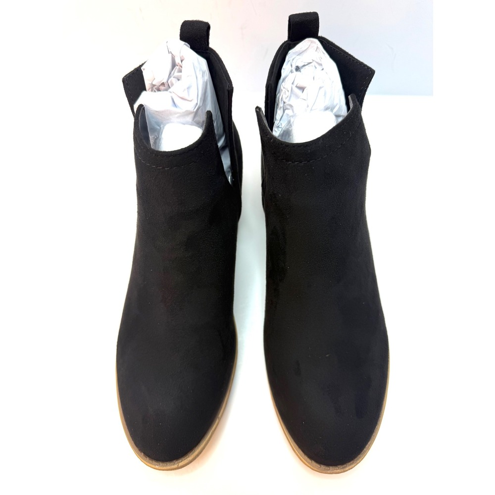 Journee Collection Women's Rimi Notched Ankle Stacked Heel Booties Black Size 9W - Picture 5 of 7